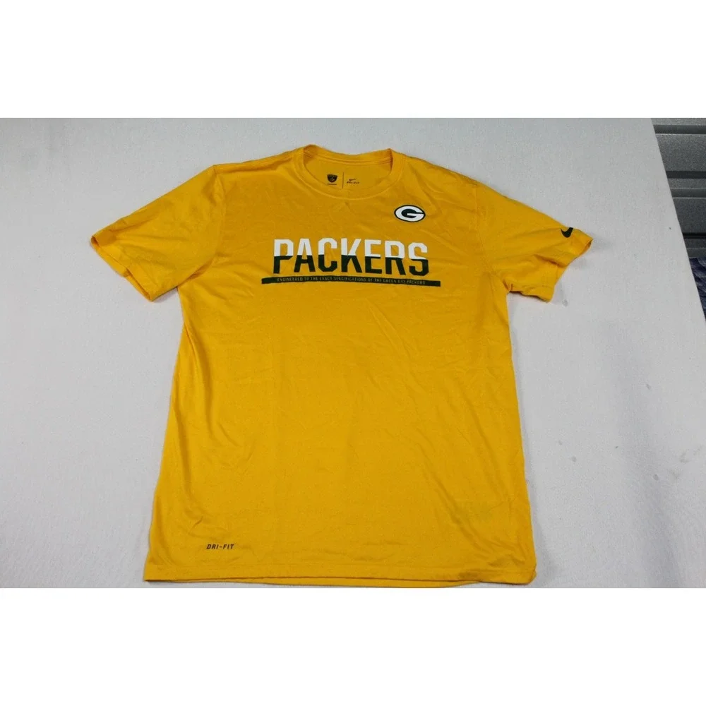 The Nike Yellow Men Shirt Packers Spell Out Dri Fit Training Equipment Large
